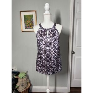 The Limited Sleeveless Blouse Purple Blue Print Women's Size M